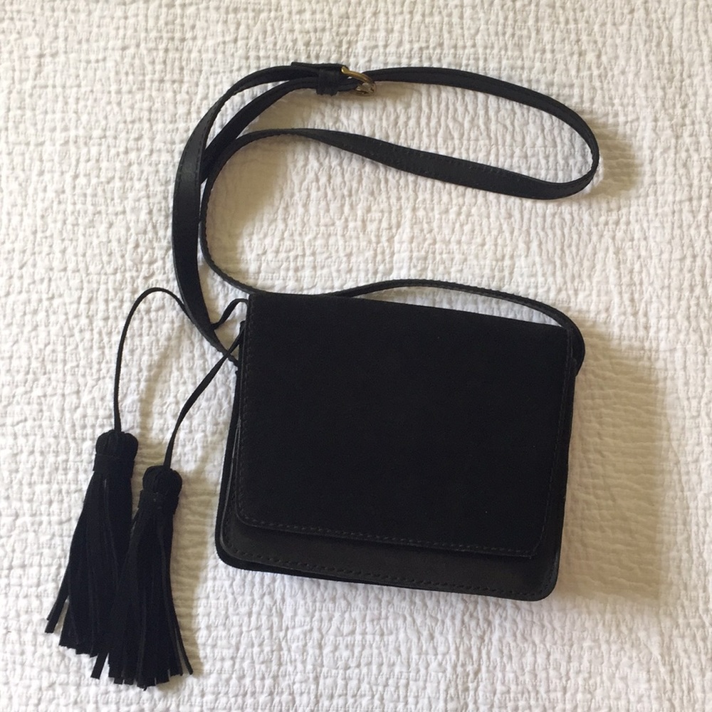 Black leather and suede Madewell Crossbody Purse